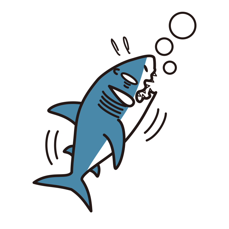 溺れるサメちゃんのイラスト【色あり、背景なし】透過PNG