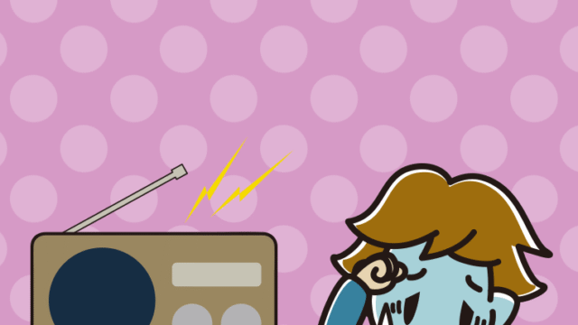 ラジオを聴いて具合が悪い男子高校生のイラスト【色、背景あり】PNG