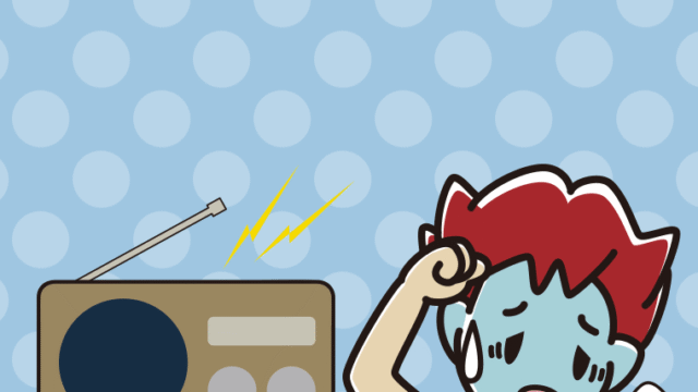 ラジオを聴いて具合が悪い男子大学生のイラスト【色、背景あり】PNG