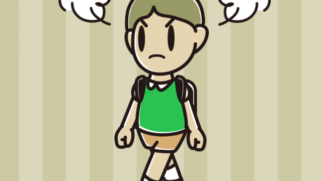 怒りながら通学する小学生男子のイラスト【色、背景あり】PNG