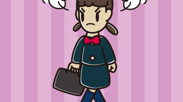 怒りながら通学する女子中学生のイラスト【色、背景あり】PNG