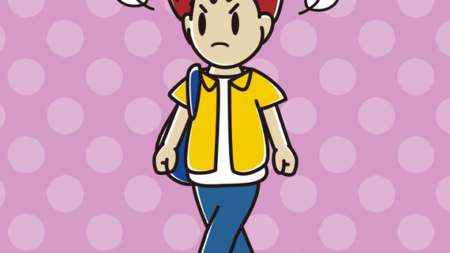 怒りながら通学する男子大学生のイラスト【色、背景あり】PNG