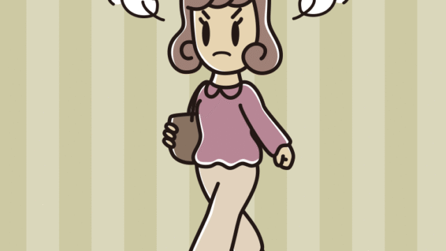 怒りながら通学する女子大学生のイラスト【色、背景あり】PNG