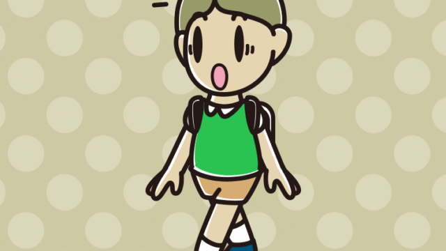 通学中に驚く小学生男子のイラスト【色、背景あり】PNG