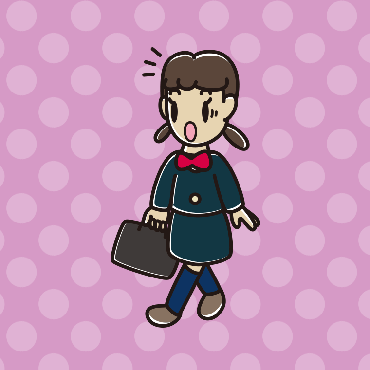 通学中に驚く女子中学生のイラスト【色、背景あり】PNG