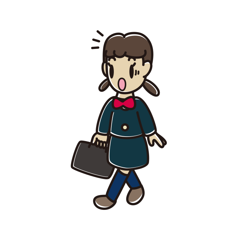 通学中に驚く女子中学生のイラスト【色あり、背景なし】透過PNG