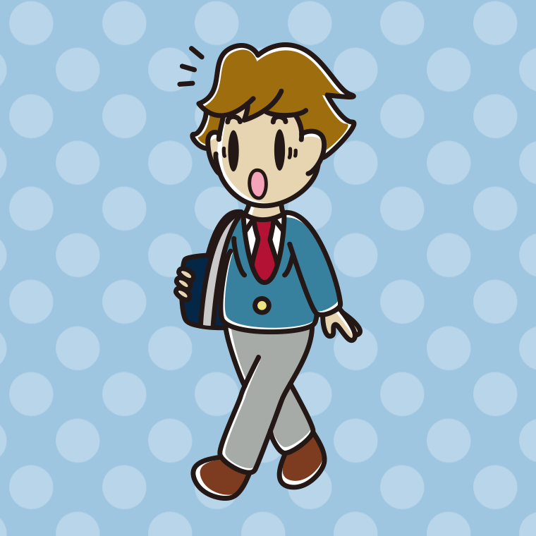 通学中に驚く男子高校生のイラスト【色、背景あり】PNG