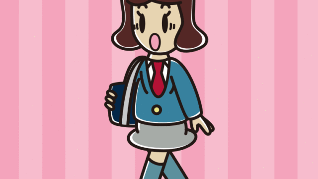 通学中に驚く女子高校生のイラスト【色、背景あり】PNG