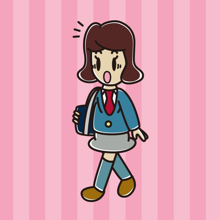 通学中に驚く女子高校生のイラスト【色、背景あり】PNG