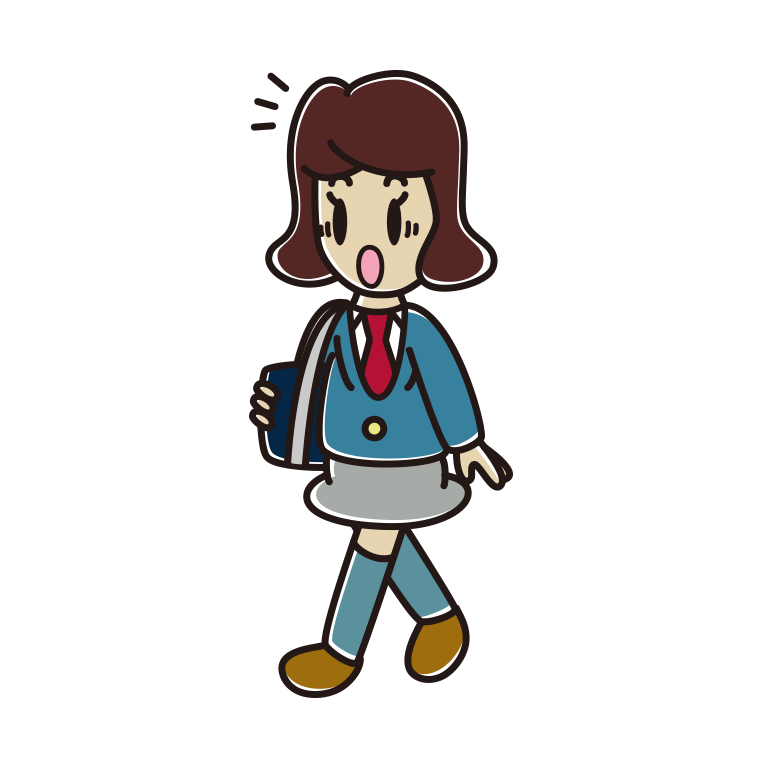 通学中に驚く女子高校生のイラスト【色あり、背景なし】透過PNG