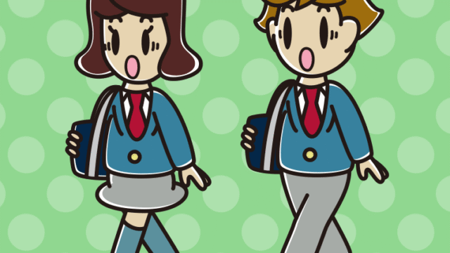 通学中に驚く高校生のイラスト【色、背景あり】PNG