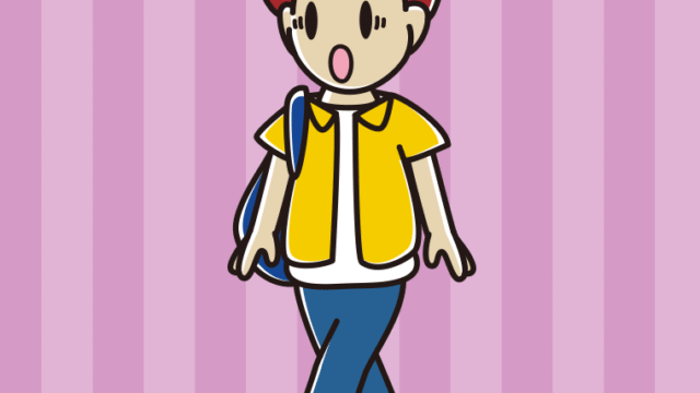 通学中に驚く男子大学生のイラスト【色、背景あり】PNG