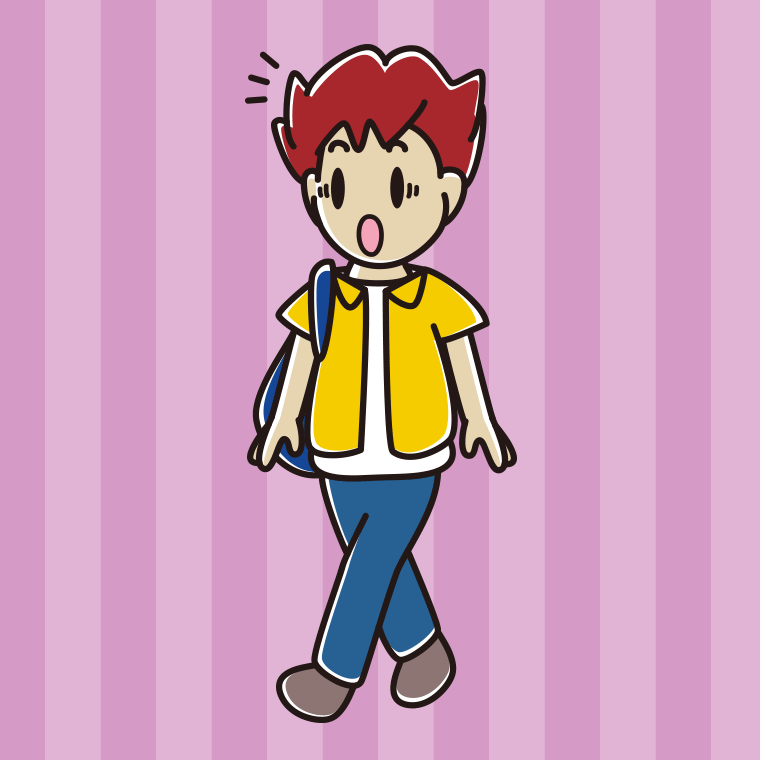 通学中に驚く男子大学生のイラスト【色、背景あり】PNG