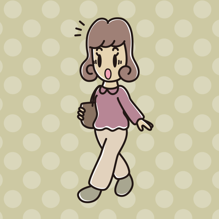 通学中に驚く女子大学生のイラスト【色、背景あり】PNG