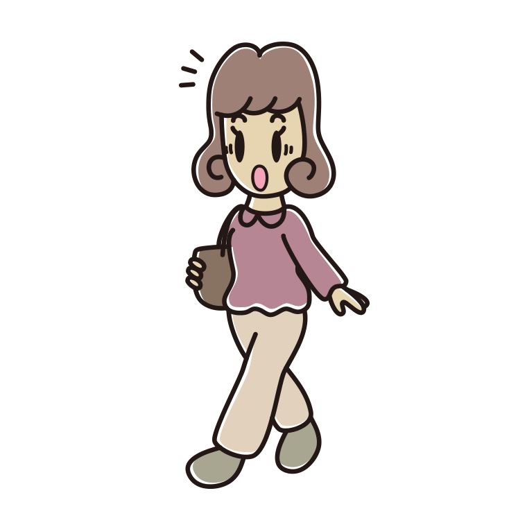 通学中に驚く女子大学生のイラスト【色あり、背景なし】透過PNG