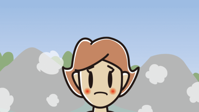 温泉で困る女性のイラスト【色、背景あり】PNG