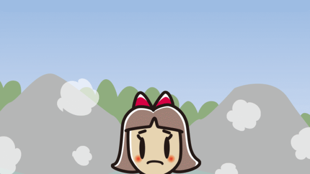 温泉で困る小学生女子のイラスト【色、背景あり】PNG