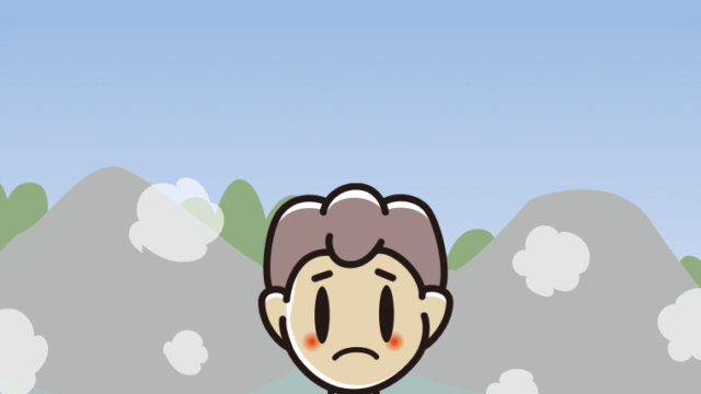 温泉で困る男子中学生のイラスト【色、背景あり】PNG