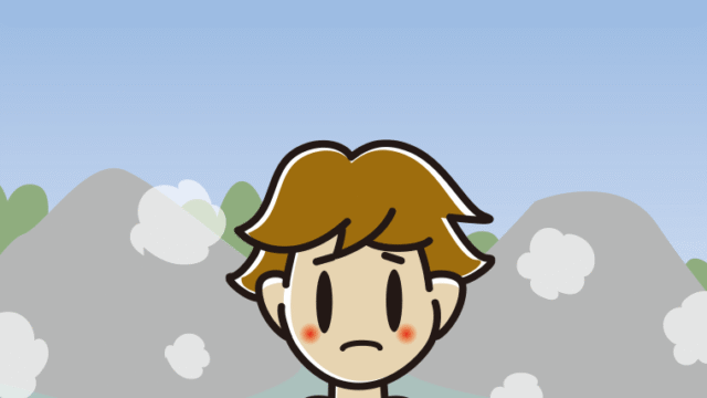 温泉で困る男子高校生のイラスト【色、背景あり】PNG