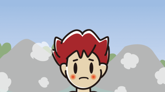 温泉で困る男子大学生のイラスト【色、背景あり】PNG