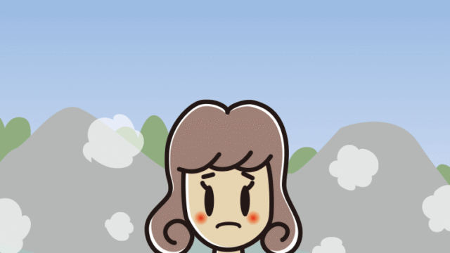 温泉で困る女子大学生のイラスト【色、背景あり】PNG