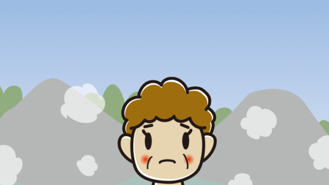 温泉で困るおばさんのイラスト【色、背景あり】PNG