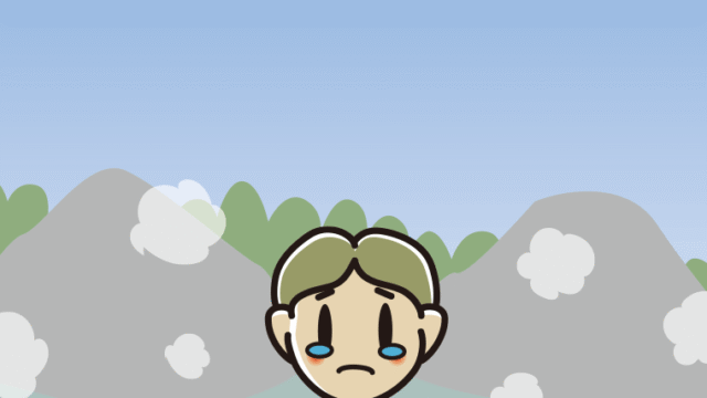 温泉で泣く小学生男子のイラスト【色、背景あり】PNG