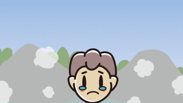 温泉で泣く男子中学生のイラスト【色、背景あり】PNG