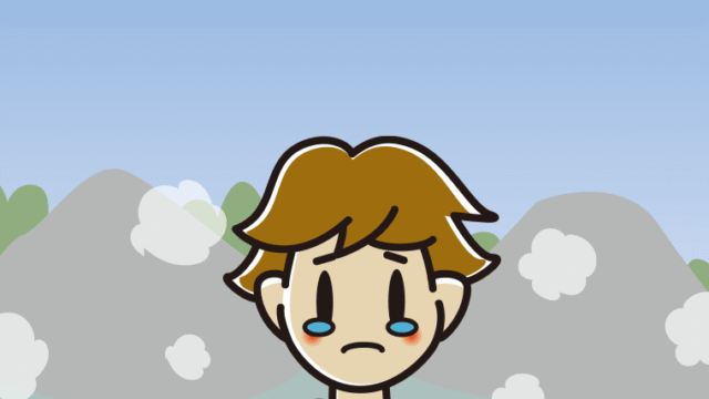 温泉で泣く男子高校生のイラスト【色、背景あり】PNG