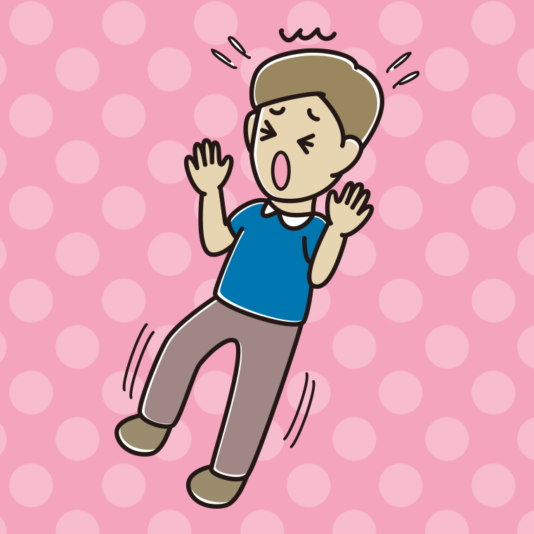 驚いてのけぞる男性のイラスト【色、背景あり】PNG