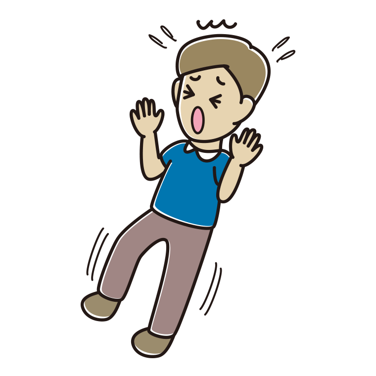 驚いてのけぞる男性のイラスト【色あり、背景なし】透過PNG