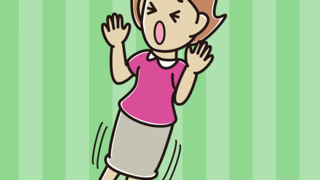 驚いてのけぞる女性のイラスト【色、背景あり】PNG