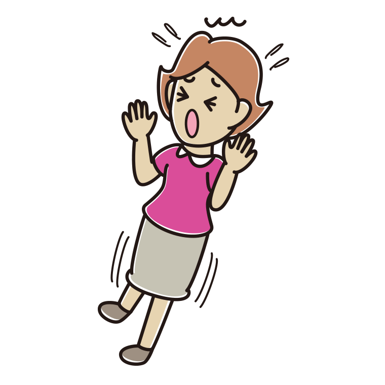 驚いてのけぞる女性のイラスト【色あり、背景なし】透過PNG