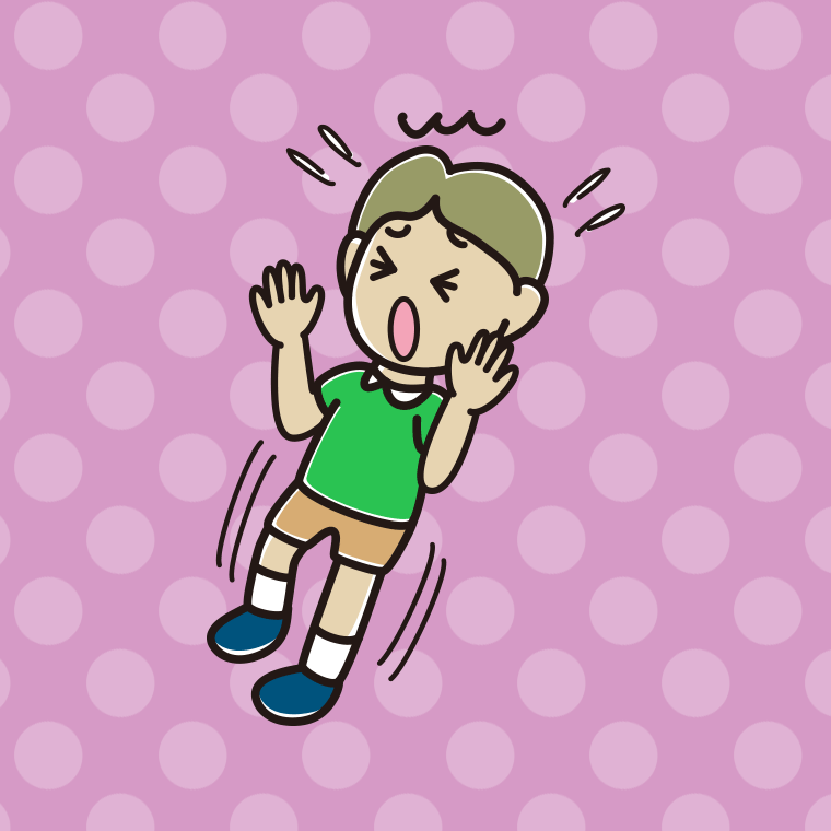 驚いてのけぞる小学生男子のイラスト【色、背景あり】PNG