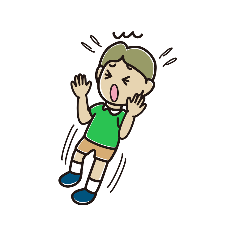 驚いてのけぞる小学生男子のイラスト【色あり、背景なし】透過PNG