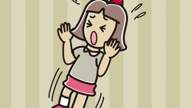 驚いてのけぞる小学生女子のイラスト【色、背景あり】PNG