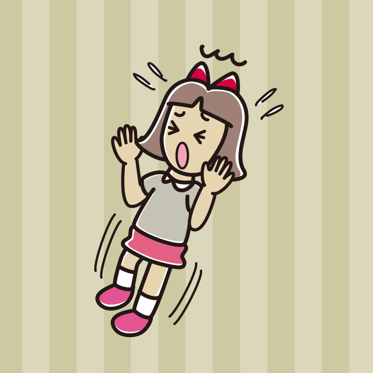 驚いてのけぞる小学生女子のイラスト【色、背景あり】PNG