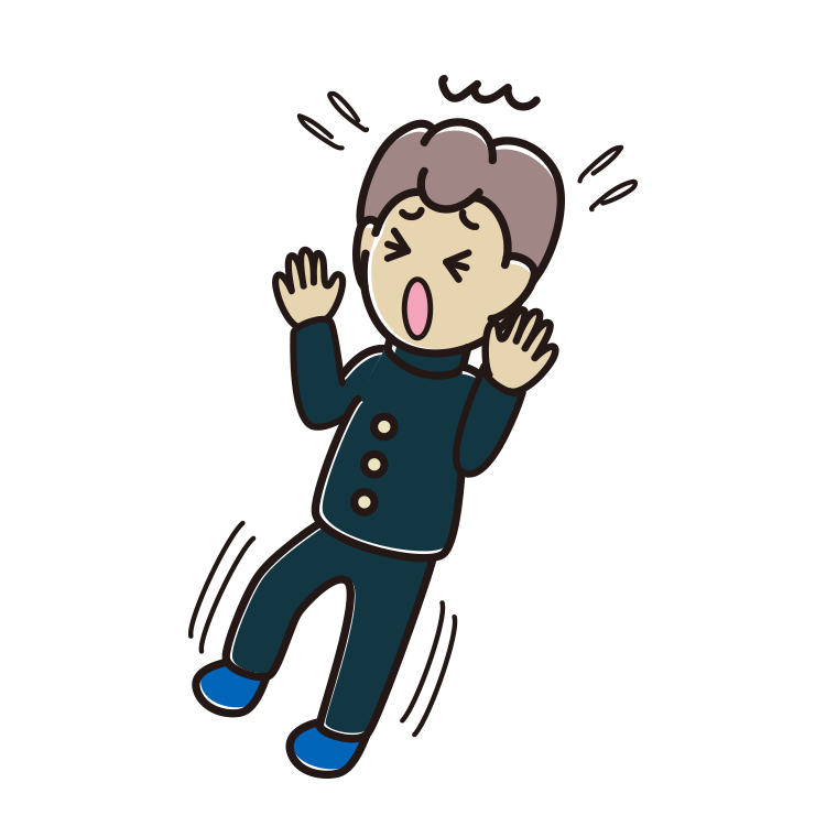 驚いてのけぞる男子中学生のイラスト【色あり、背景なし】透過PNG