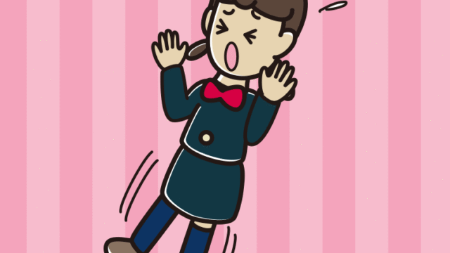 驚いてのけぞる女子中学生のイラスト【色、背景あり】PNG