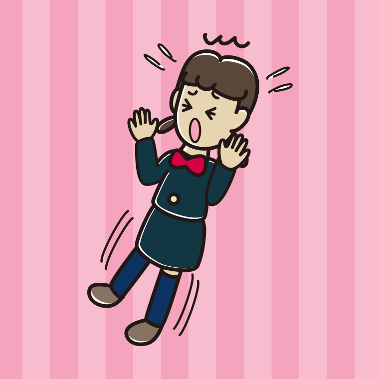 驚いてのけぞる女子中学生のイラスト【色、背景あり】PNG