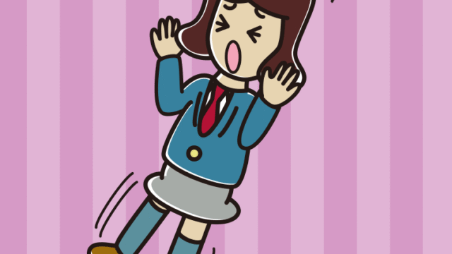 驚いてのけぞる女子高校生のイラスト【色、背景あり】PNG