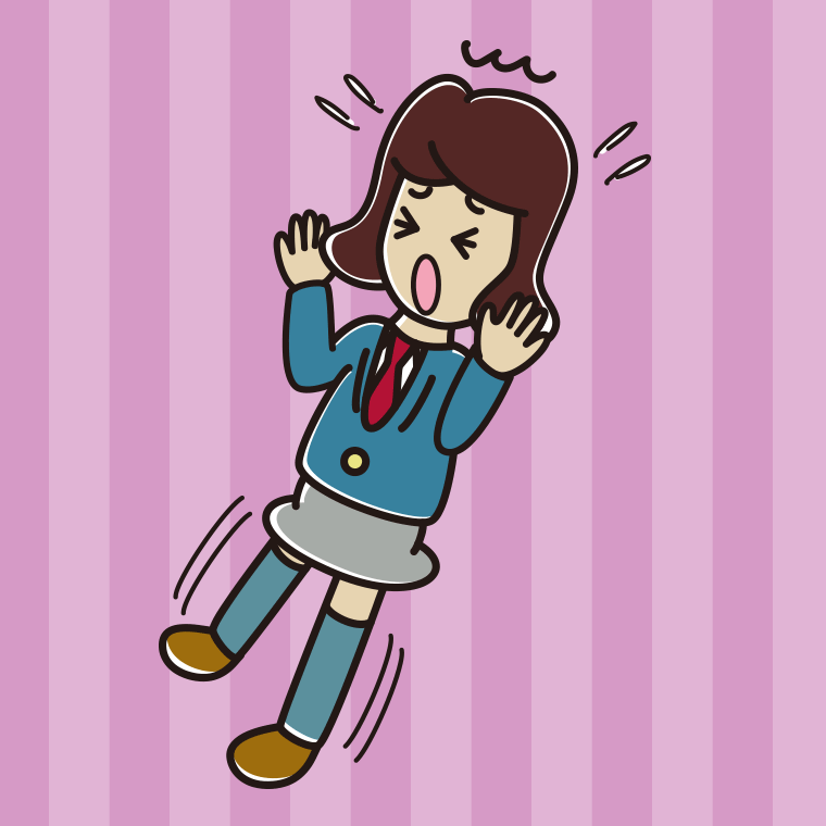 驚いてのけぞる女子高校生のイラスト【色、背景あり】PNG