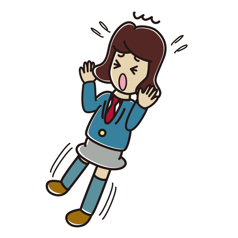驚いてのけぞる女子高校生のイラスト【色あり、背景なし】透過PNG