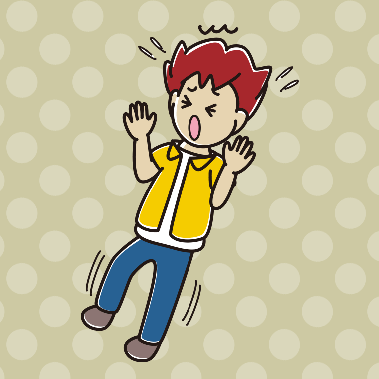 驚いてのけぞる男子大学生のイラスト【色、背景あり】PNG