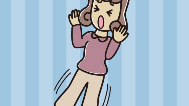 驚いてのけぞる女子大学生のイラスト【色、背景あり】PNG