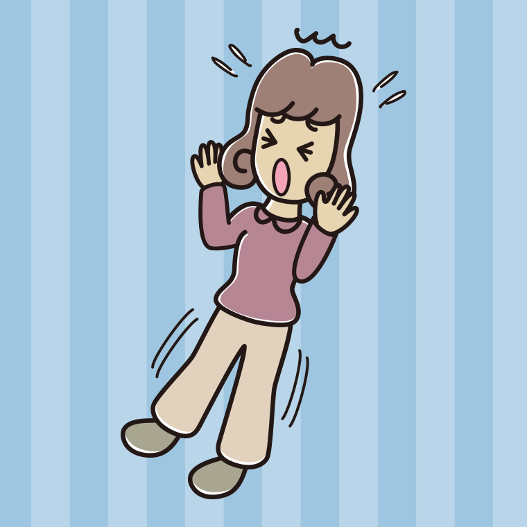 驚いてのけぞる女子大学生のイラスト【色、背景あり】PNG