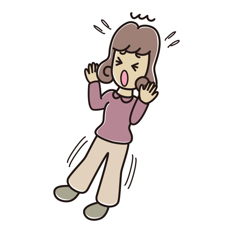 驚いてのけぞる女子大学生のイラスト【色あり、背景なし】透過PNG