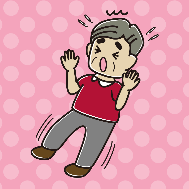 驚いてのけぞるおじさんのイラスト【色、背景あり】PNG