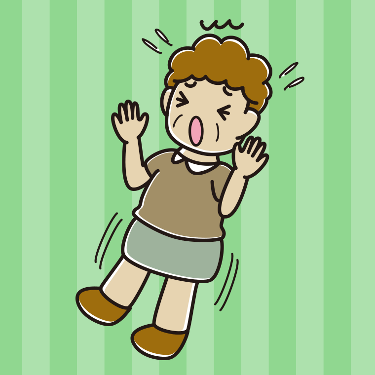 驚いてのけぞるおばさんのイラスト【色、背景あり】PNG