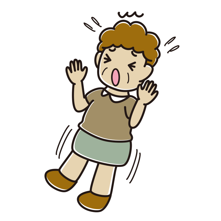 驚いてのけぞるおばさんのイラスト【色あり、背景なし】透過PNG